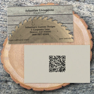 Rustikaler QR-Code des gesägten Carpentry Visitenkarte
