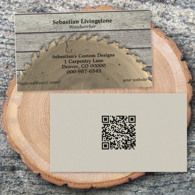 Rustikaler QR-Code des gesägten Carpentry Visitenkarte (Von Creator hochgeladen)