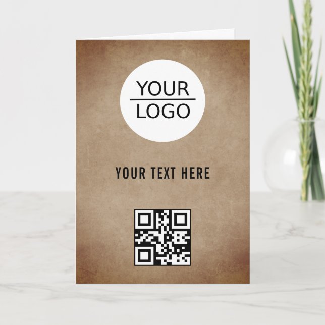 Rustikaler QR-Code für das Hinzufügen von Logos fü Karte (Vorderseite)