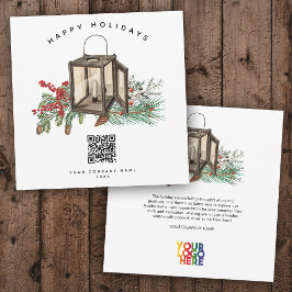 Rustikaler QR Code Weihnachtskarte für Unternehmen