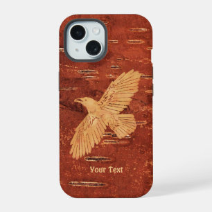 Rustikaler Raven auf der inneren Birch Bark OtterB iPhone 15 Hülle