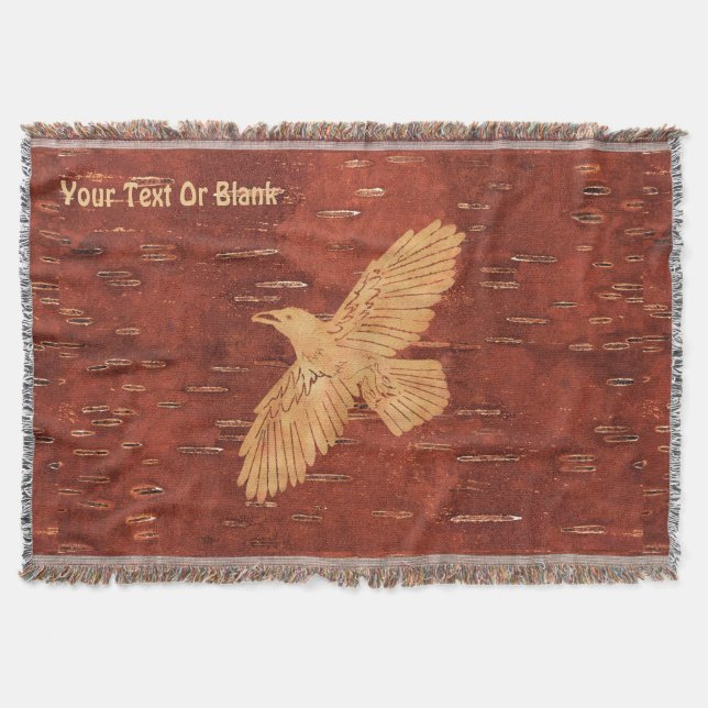 Rustikaler Raven auf der inneren Birkenrinde Decke (Vorderseite)