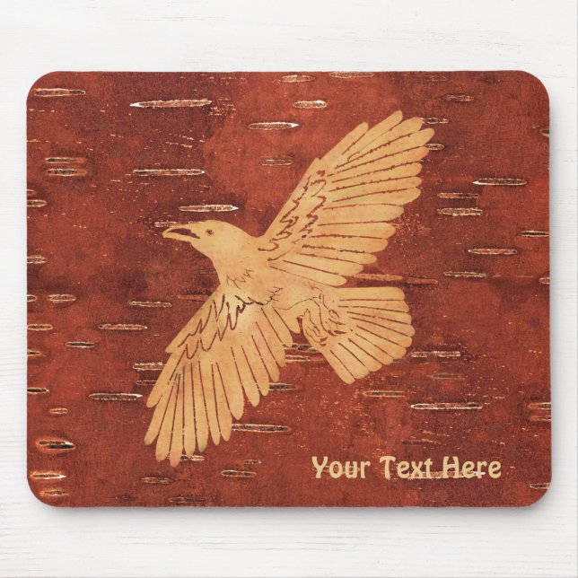 Rustikaler Raven auf der inneren Birkenrinde Mousepad (Vorne)