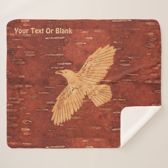 Rustikaler Raven auf der inneren Birkenrinde Sherpadecke (Vorderseite (Horizontal))