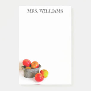 Rustikaler Red Apple Bucket Teacher Name 4 x 6 Post-it Klebezettel