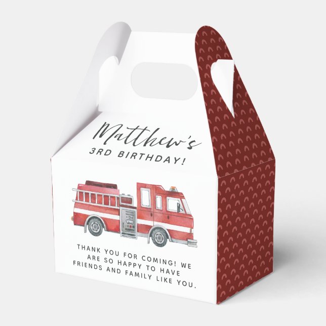 Rustikaler Red Fireruck Geburtstagsparty Gefallen  Geschenkschachtel (Vorderseite)