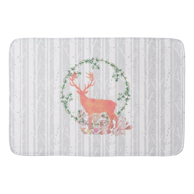 Rustikaler Reindeer Boho Wassercolor Badematte (Vorderseite)