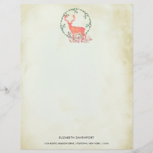 Rustikaler Reindeer Boho Wasserfarbe Personalisier (Vorderseite)