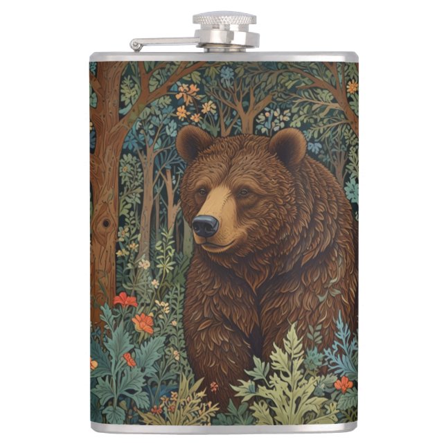 Rustikaler Retro-Braunbär Flachmann (Vorderseite)