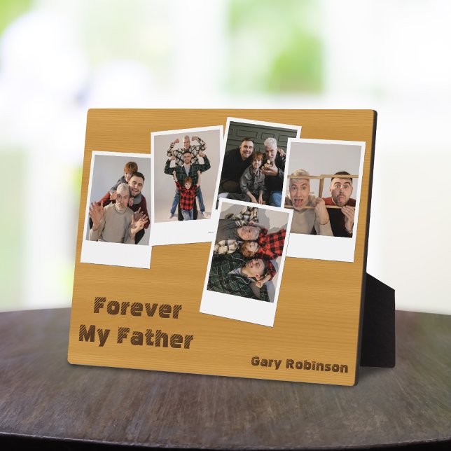 Rustikaler Retro Snapshot Foto Collage Vatertag Fotoplatte (Von Creator hochgeladen)