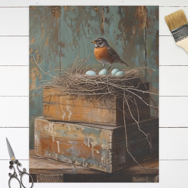 Rustikaler Robin und Nest Decoupage Seidenpapier (Von Creator hochgeladen)