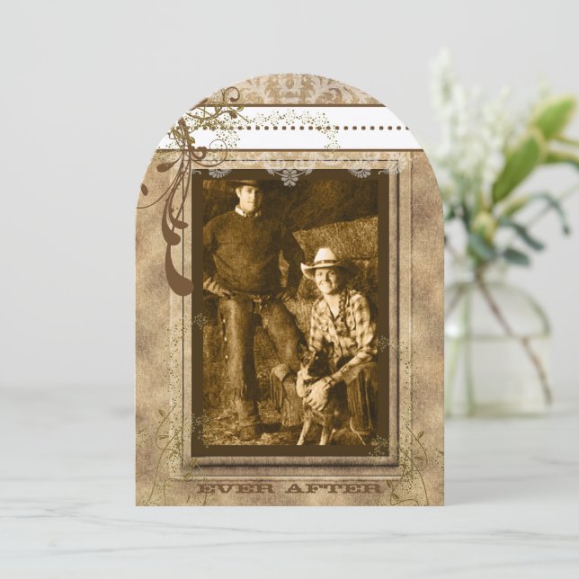 Rustikaler romantischer Vintager Kronleuchter Ihr  Einladung (Stehend Vorderseite)