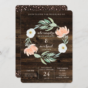 Rustikaler römischer Kranz Hochzeit Einladung