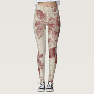Rustikaler Rosa Blumen-Leinenstoff-Muster (1) Leggings