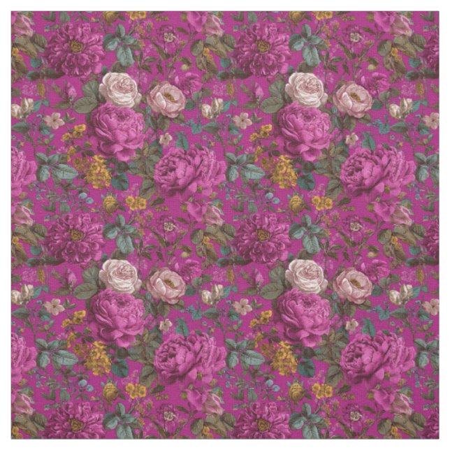 Rustikaler Rosa Botanischer Kühner Boho Blumenstof Stoff (Muster)