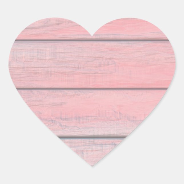 Rustikaler rosa Holz-Herz-Aufkleber Herz-Aufkleber (Vorderseite)