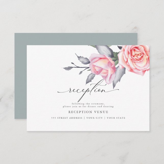Rustikaler Rosenrosen-Empfang Einladung (Vorne/Hinten)