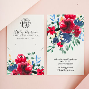 Rustikaler Rot Blumen Logo Schmuck Ohrring Halsket Visitenkarte