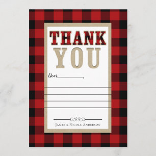 Rustikaler Rot-Schwarz-Buffalo-Karo-Plaid-Foto-Dan Dankeskarte