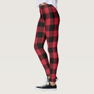 Rustikaler Rot-Schwarz-Büffel-Karo-Flanell Leggings