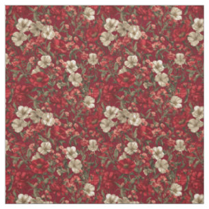 Rustikaler roter botanischer, kühner, vintage-boho stoff