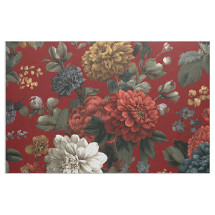 Rustikaler roter botanischer, kühner, vintage-boho stoff