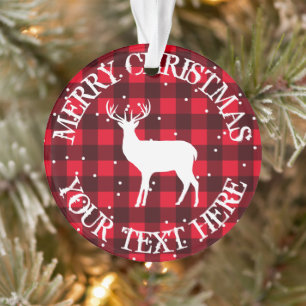 Rustikaler roter Holzfäller Büffel Karo Hirsch Wei Ornament