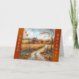 Rustikaler Roter Stall Herbstillustrierung Ernteda Karte