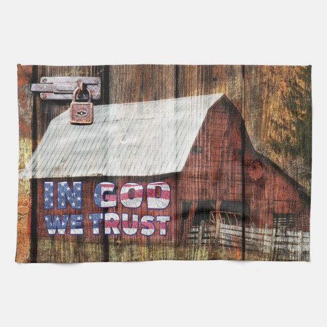 Rustikaler roter verblassener Stall mit Latte in G Geschirrtuch (Horizontal)