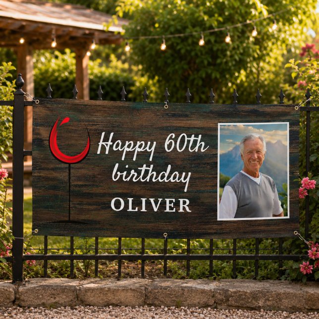 Rustikaler Roter Wein 60. Geburtstag Foto Hintergr Banner (Von Creator hochgeladen)