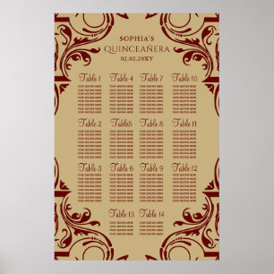 Rustikaler Rotgold Sitzplan Poster