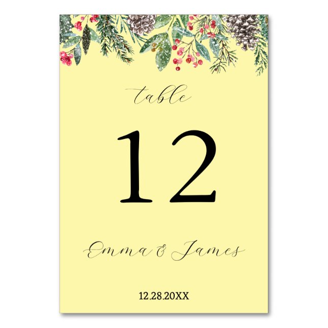 Rustikaler Rotholz- und Tannenkegel Tischnummer (Vorderseite)