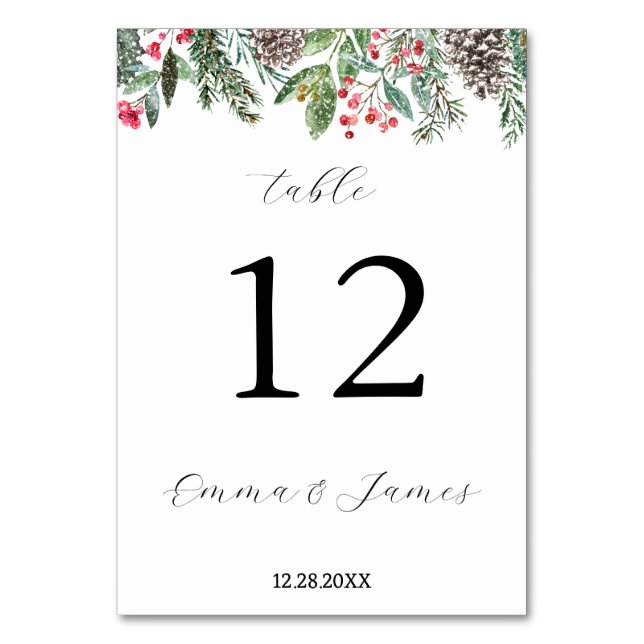 Rustikaler Rotholz- und Tannenkegel Tischnummer (Vorderseite)