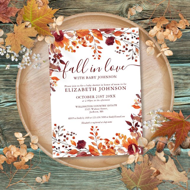 Rustikaler Rückgang in der Liebe Herbstdusche Einl Einladung (Rustic Fall In Love Autumn Baby Shower Invitation)