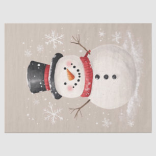 Rustikaler Schneemann mit Schneeflocken Decoupage Seidenpapier