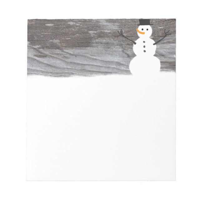 Rustikaler Schneemann Notizblock (Vorderseite)