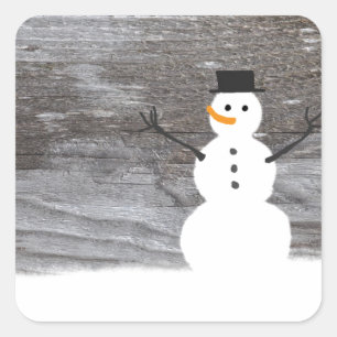 Rustikaler Schneemann Quadratischer Aufkleber