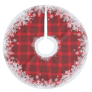 Rustikaler Schottenkariert-Schneefee-Baumschürze Polyester Weihnachtsbaumdecke
