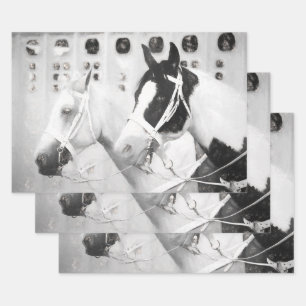 Rustikaler Schwarz-Weiß-Western Geschenkpapier Set