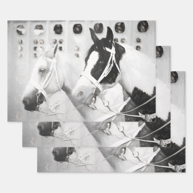 Rustikaler Schwarz-Weiß-Western Geschenkpapier Set (Set)