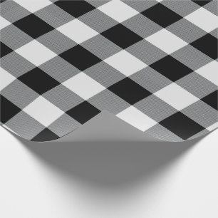 Rustikaler Schwarz-weißer Büffel-Karo Geschenkpapier