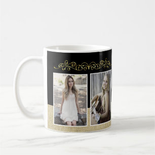 Rustikaler schwarzer Absolvent 2 Foto-Abschluss Kaffeetasse