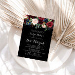 Rustikaler schwarzer Botanischer Bat Mitzvah Einladung<br><div class="desc">Diese rustikale schwarze botanische Fledermaus Mitzvah Einladung ist perfekt für einen klassischen Fledermaus Mitzvah. Das Design besteht aus bordeauxroten,  marinierten,  blauen und rot strahlenden Blume mit anmutigen,  handbemalten,  schwarzen Hintergrund,  die die natürliche Schönheit inspiriere.</div>