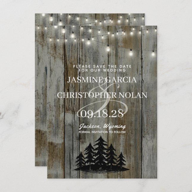 Rustikaler Schwarzwald Save The Date (Vorne/Hinten)