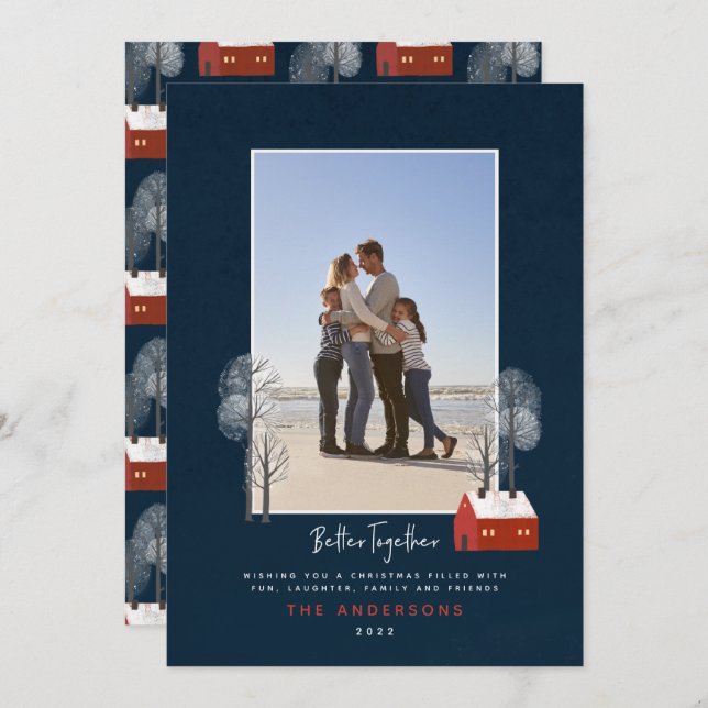 Rustikaler Seefahrer-Skandal Foto Weihnachten Ankündigung (Vorne/Hinten)