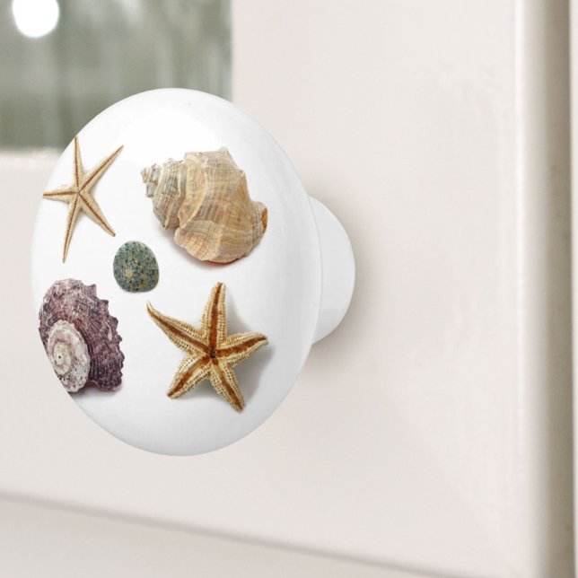 rustikaler Seesterne Keramikknauf (rustic coastal beach chic seashell starfish ceramic knob)