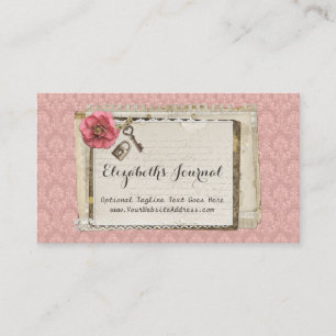 Rustikaler Shabby-Chic-Rosa-Victorian-Damask-Journ Visitenkarte