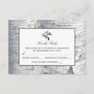 Rustikaler Silberbaum Hochzeit RSVP Karte