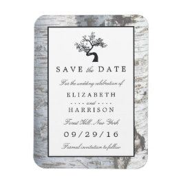 Rustikaler Silberbaum Save the Date Magnet