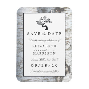 Rustikaler Silberbaum Save the Date Magnet